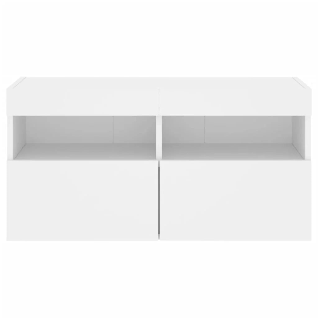 Mobile TV multimediale scaffale TV credenza mobile TV per sala da pranzo soggiorno camera da letto montaggio a parete con luci LED 80 x 30 x 40 cm bianco 02_0027910