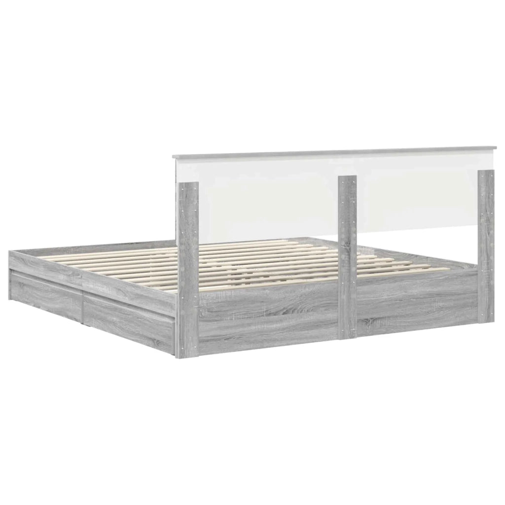 Letto con Contenitore con testiera Grigio Sonoma 180 x 200 cm