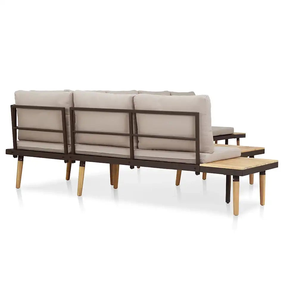 Set Divani da Giardino 7 Posti con Cuscini Legno Acacia Marrone cod mxl 35060