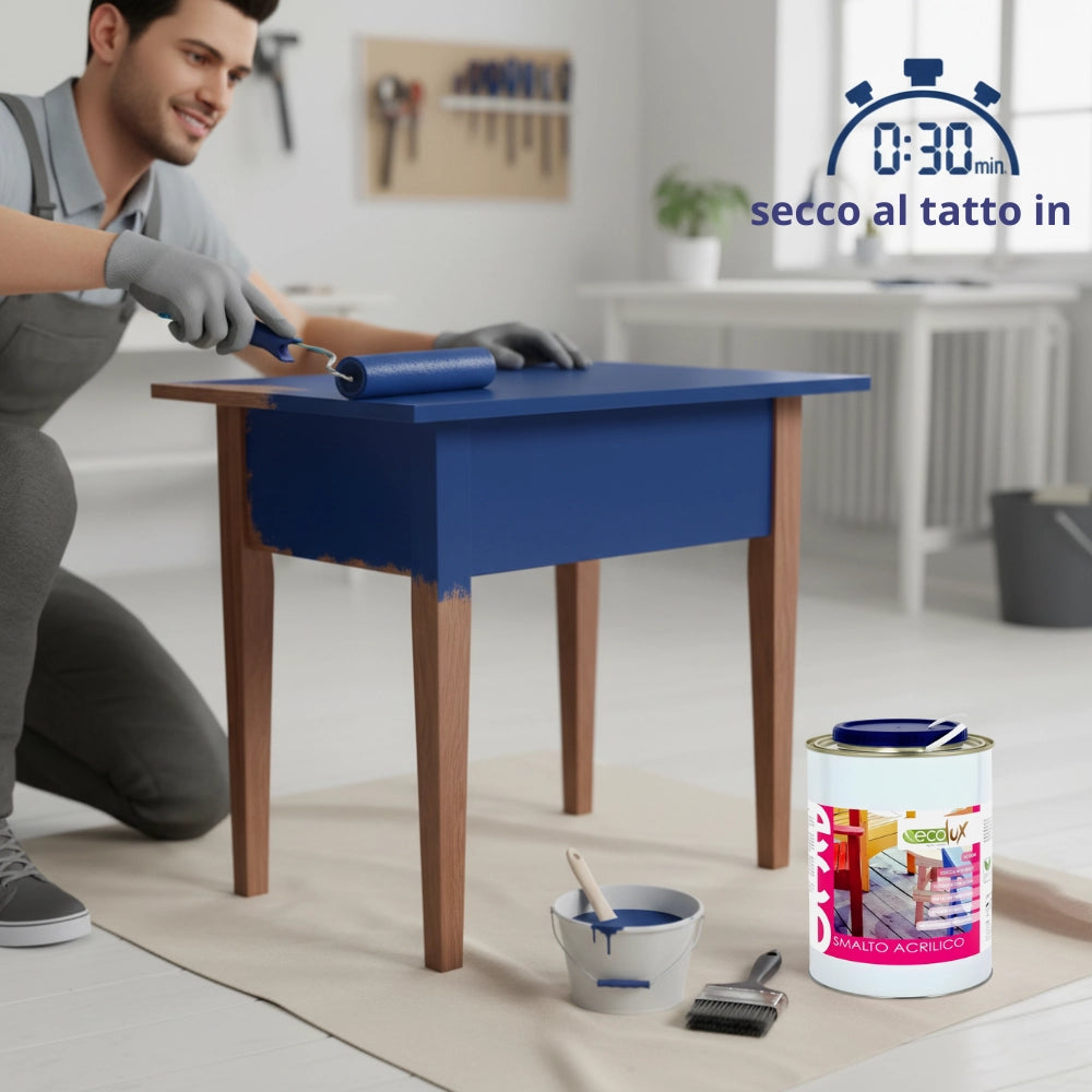 Ecolux smalto satinato acrilico ecologico per legno e metallo *** formato 2.5 lt, colore- cobalto, confezione 1