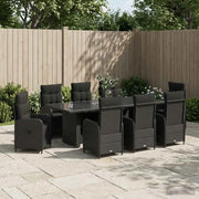 Set da pranzo per esterni 9 pz Nero polyrattan 3422380
