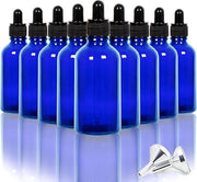 12 pezzi 60ML flaconi di vetro per gocce - flaconi per apotecario per gocce - oli essenziali - mini trecciatori - blu