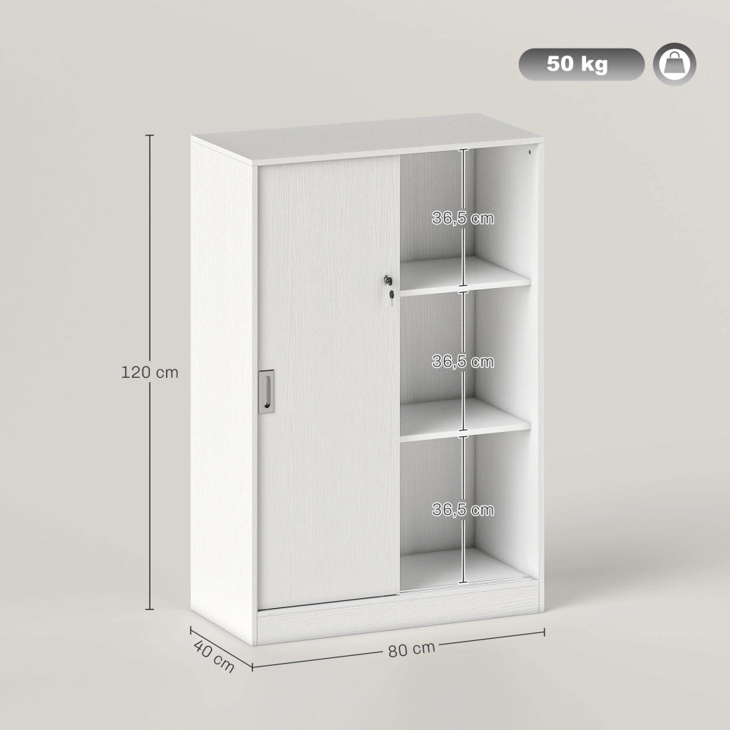 Armadio Scorrevole per Ufficio ¨C zephmum ¨C Bianco Legno 80x40x120 cm