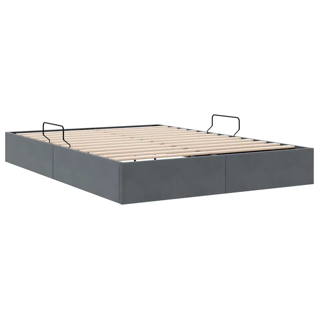 Letto con Contenitore Grigio scuro 153 x 203 cm Velluto 3370137