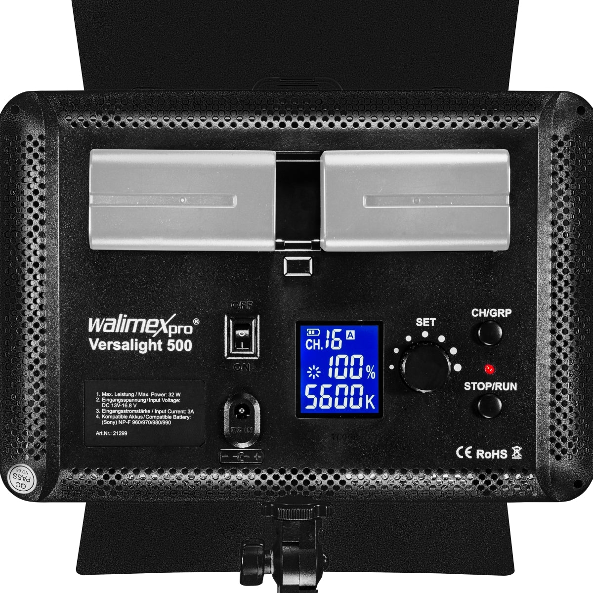 Set 2 Luci a pannello LED per fotografia 500 Versalight da 32 W e 2 cavalletti fotografici, Lampada con 5600 K per foto e video, con telecomando