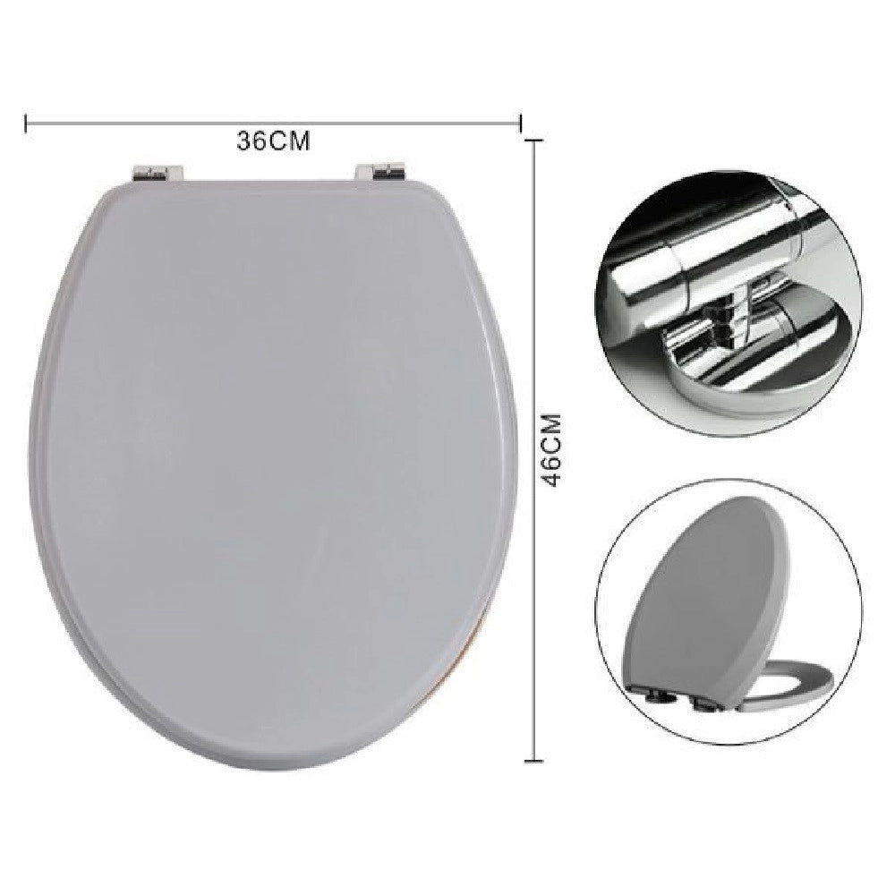 Trade Shop - Copriwater Universale Con Cerniere Regolabili Mdf Stampato Grigio 46x36cm 55886 -