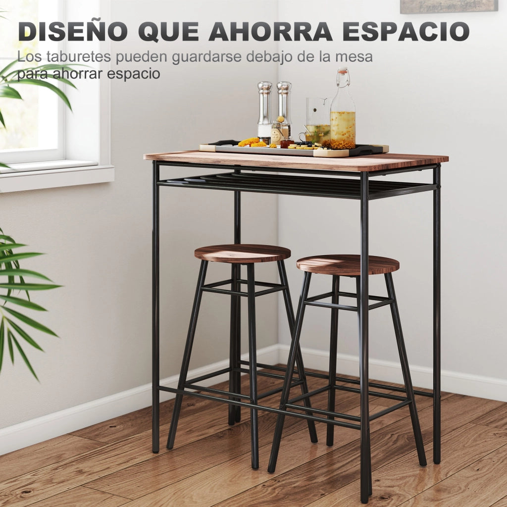 Tavolo da cucina con sgabelli ¨C zephmum ¨C nero, metallo, 90x200