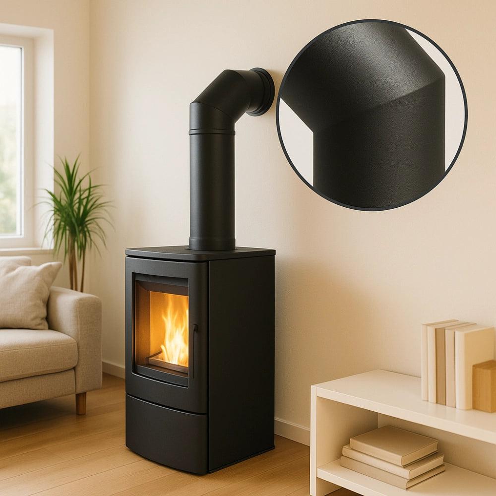 Curva a 45° elemento angolare modifica sezione canale fumo stufa pellet *** misura Ø 180 mm, confezione 1