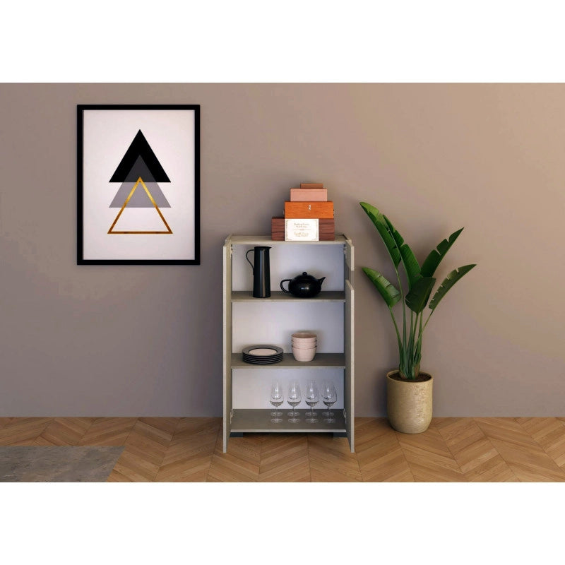 Credenza alta moderna 2 ante 70x35x110 cm Riflesso - Cashmere