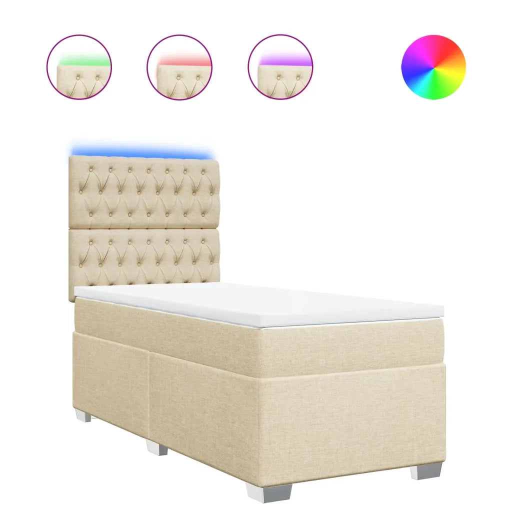 vidaXL Giroletto a Molle con Materasso Crema 100x200 cm in Tessuto