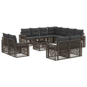 Set Divano da Giardino 12 pcs Grigio e Grigio Scuro polyrattan