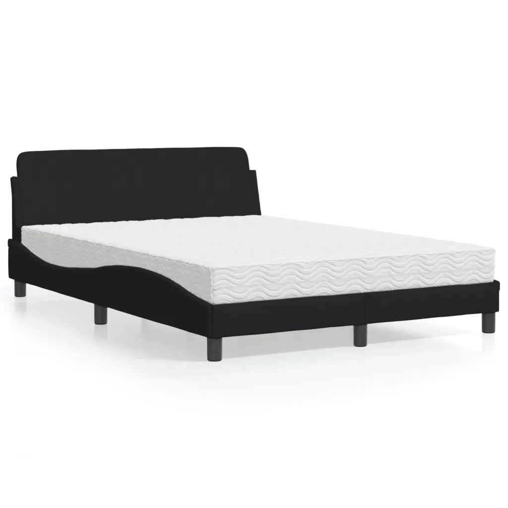 Letto con Materasso-Struttura Letto con Materasso Dover Nero 140x190 cm in Tessuto