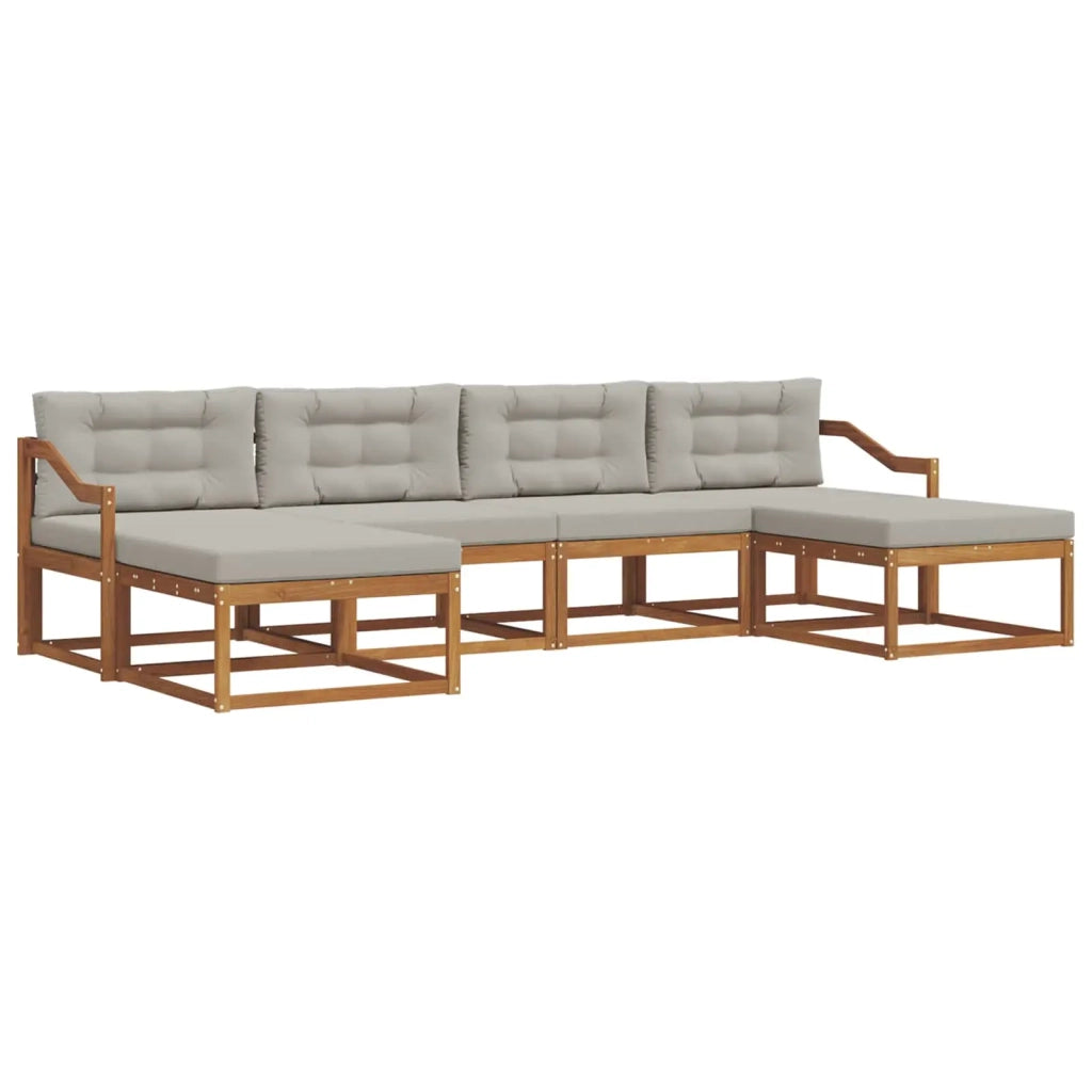 Set di divani da esterno 6 pcs Grigio Naturale e Chiaro