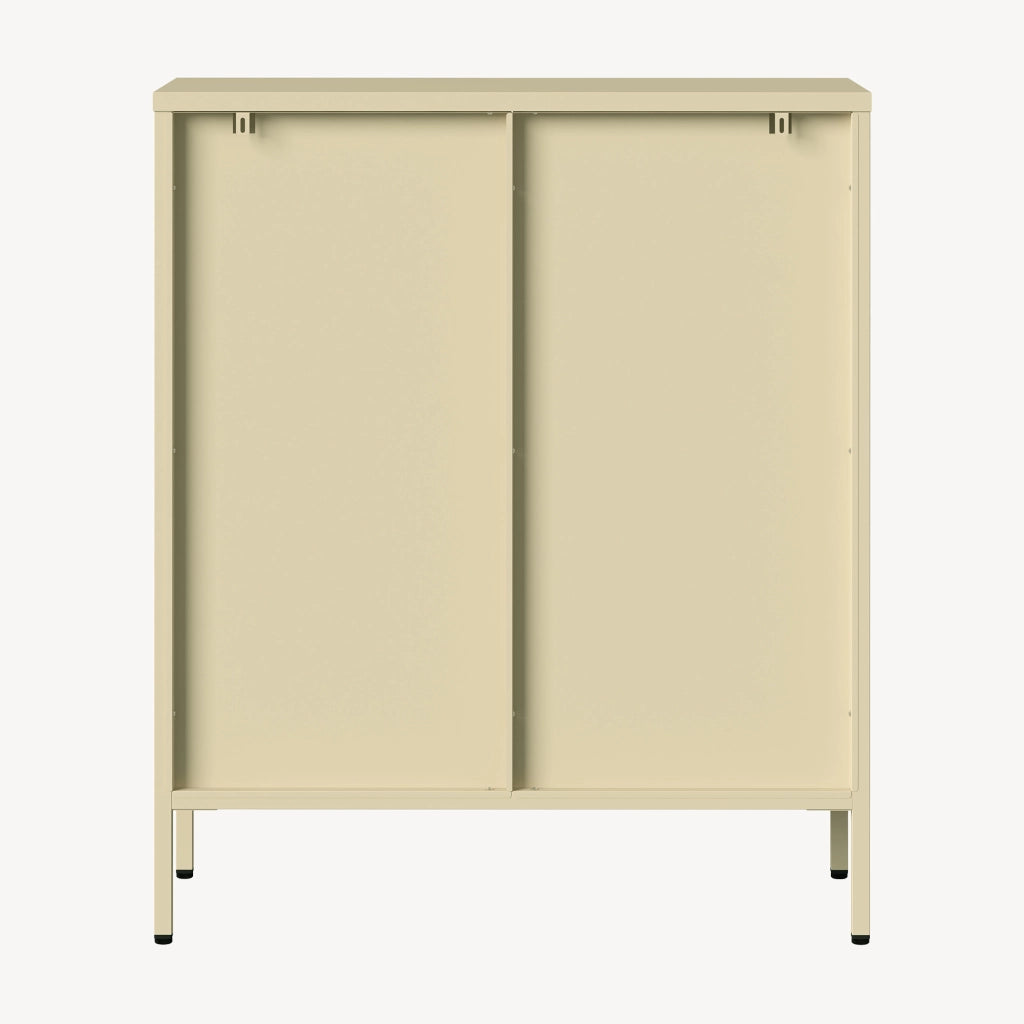 Vetrina Klippestad a 2 Ante in Vetro Credenza con 3 Scomparti 95 x 80 x 35 cm - Color Cammello [en.casa]