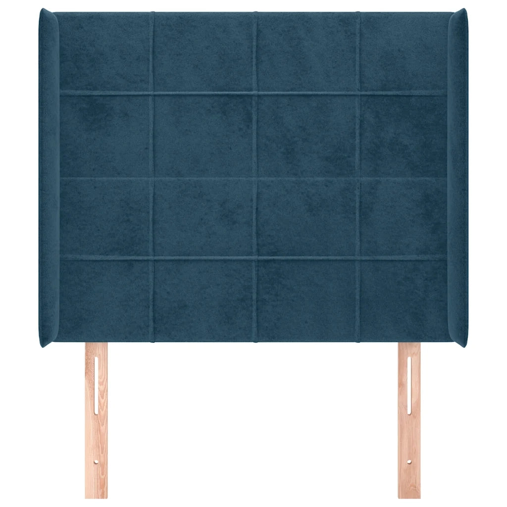 Testiera | Testata ad Orecchio Blu Scuro 83x16x118/128 cm in Velluto
