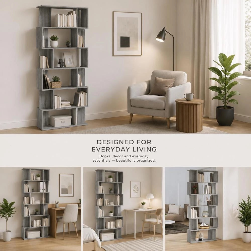 Bookshelf/Room Divider Grey Sonoma 80x24x192 Cm Wood-based Material