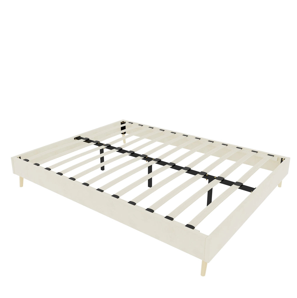 Letto matrimoniale 140 x 200 cm in velluto olandese beige