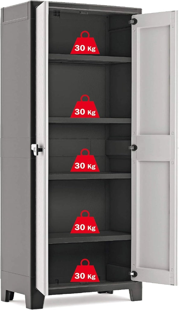 Armadio 4 Ripiani 80x44x182 cm Keter Titan Alto XL Grigio