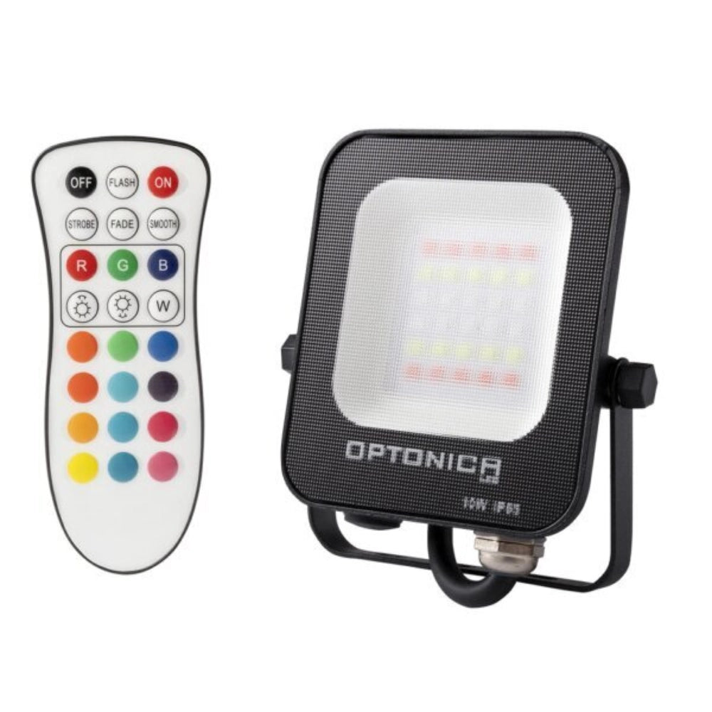 Proiettore led rgb light con telecomando potenza 10 watt colore nero ip65