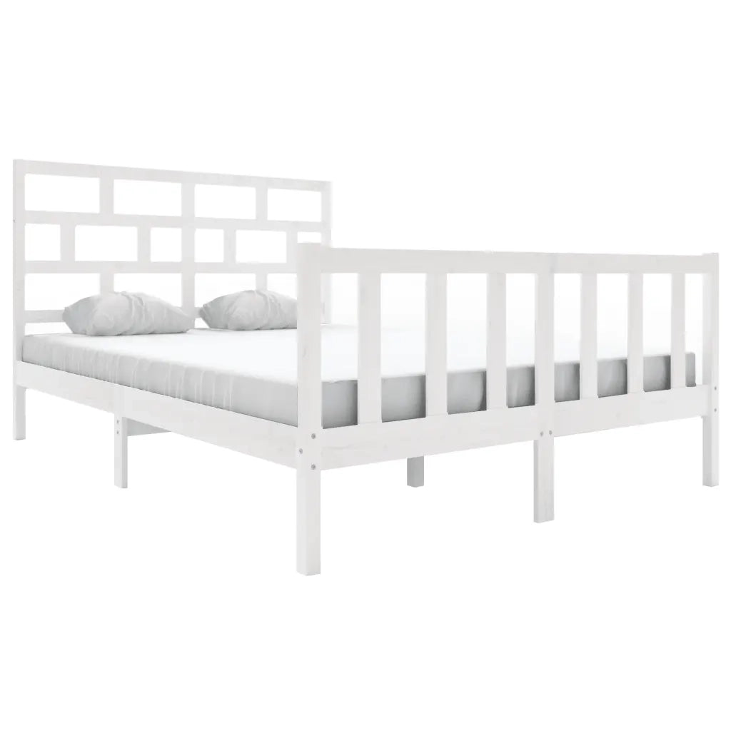 Giroletto-Struttura Letto Bianco in Legno Massello di Pino 160x200 cm 560206