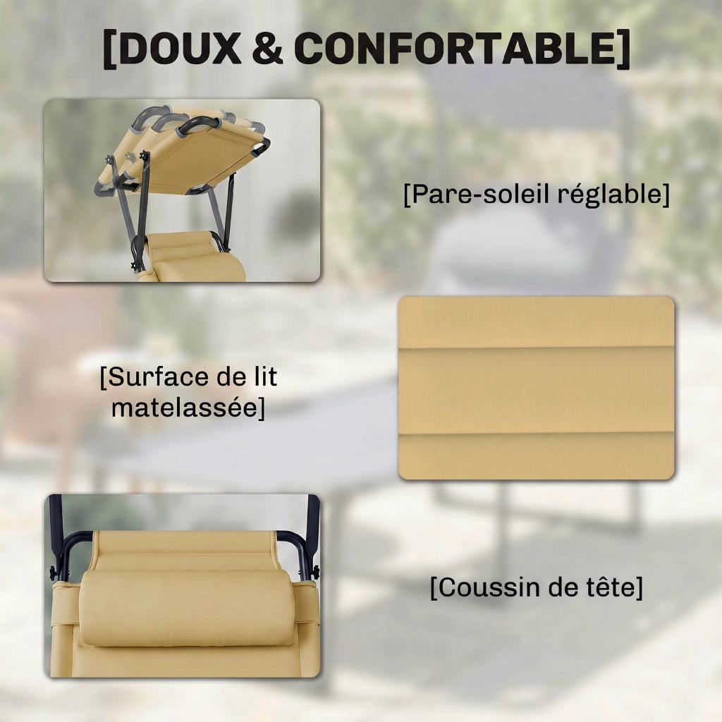 Poltrona a sdraio reclinabile ¨C zephmum ¨C crema 70x200x45 cm