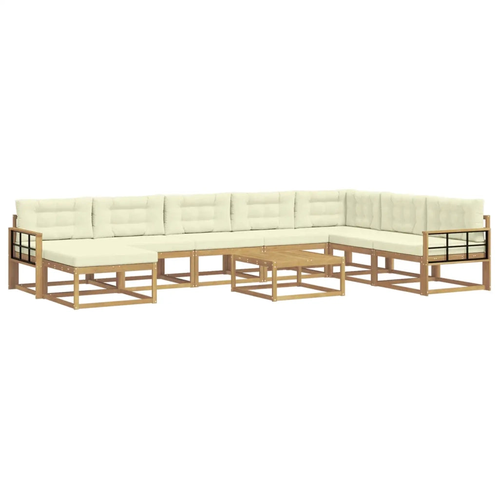 Set di divani da esterno 9 pz Bianco e Crema 3386909