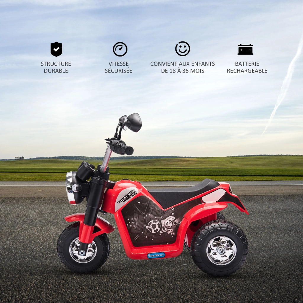 Moto Elettrica per Bambini Chopper 6V 20W ¨C zephmum ¨C Rosso Nero