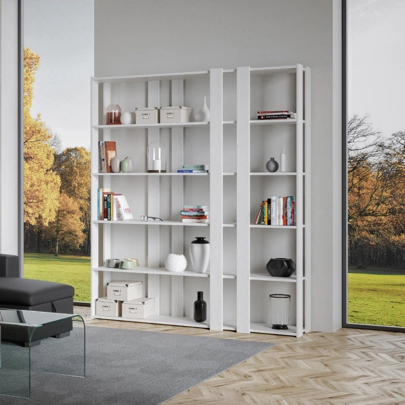 Composizione Libreria E Kato 6R 8 fasce lunghe - Bianco Frassino
