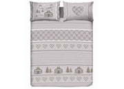 Copripiumino Sacco Piumone Cotone Flanella Pensieri Delicati Disegno Chalet - Matrimoniale - Beige