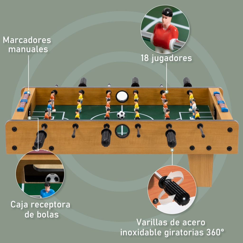 Tavolo da calcio balilla in legno con segnapunti ¨C Minimal ¨C 69x36,5x22 cm naturale