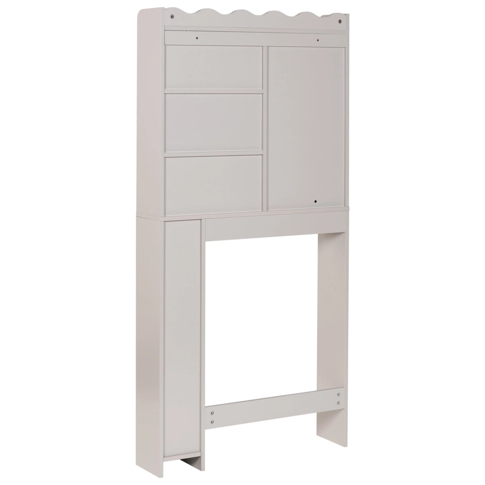 Mobile da bagno a colonna in MDF con ripiani, colore beige chiaro stile tradizionale