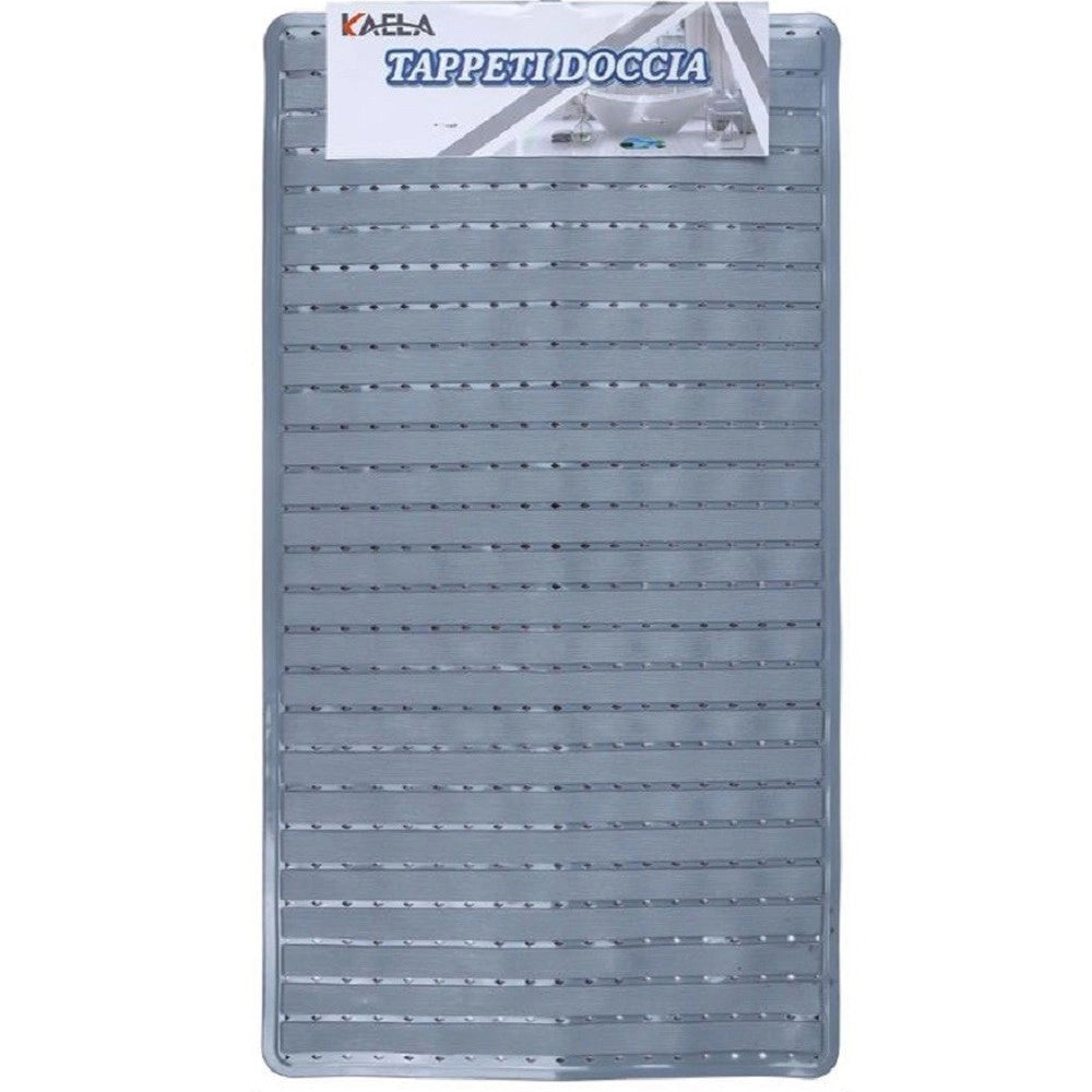 Trade Shop - Tappeto Doccia Vasca Bagno Antiscivolo 38x68cm Rettangolare A Righi Grigio 54085 -
