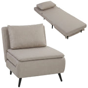 Poltrona Letto Convertibile 1 Posto ¨C Xylo ¨C Schienale Regolabile con Cuscino, Tessuto Marrone Chiaro