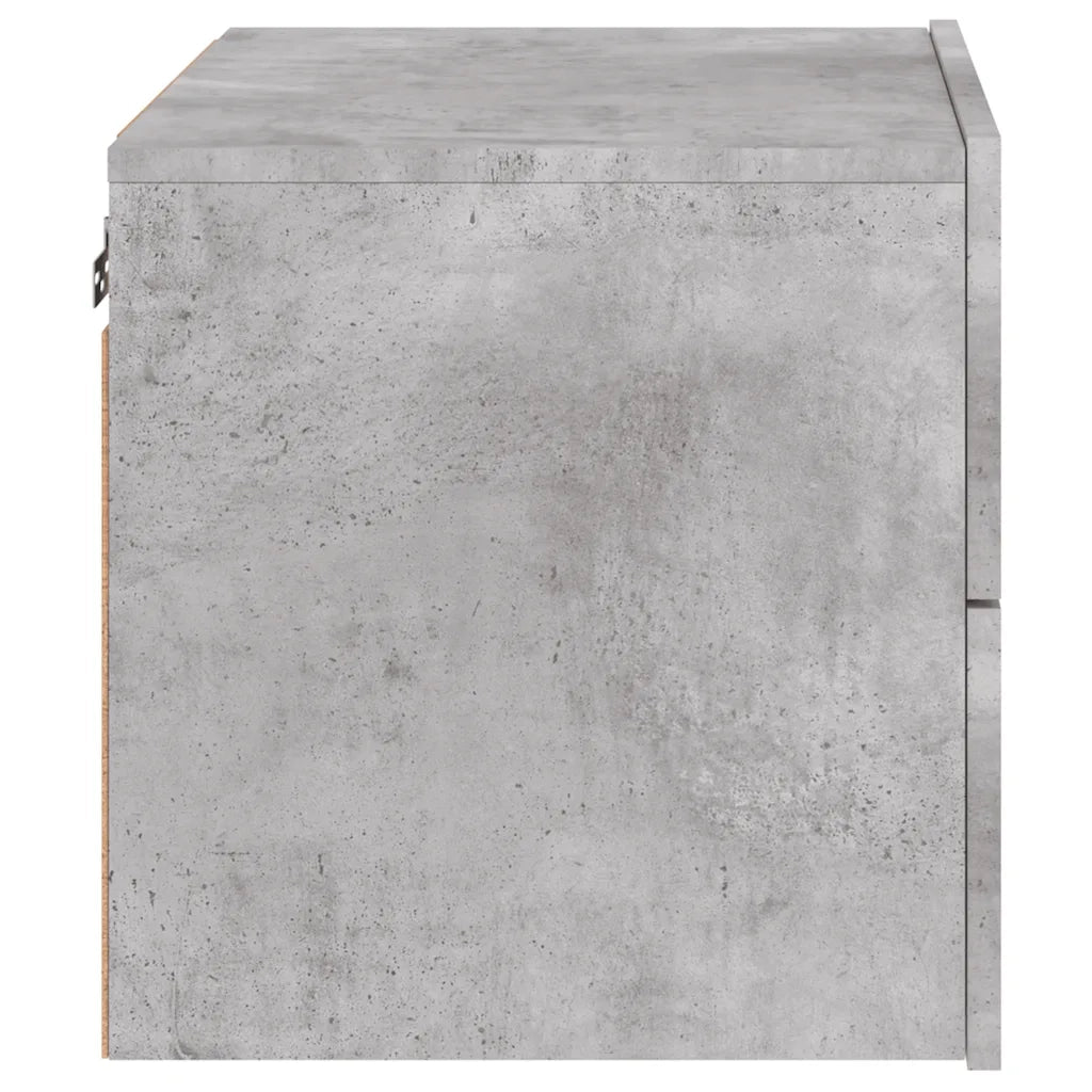 Comodini a Parete con Luci LED 2 pz-Set di 2 Tavolino da notte Grigio Cemento 336024