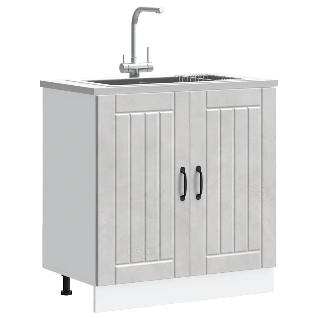 Mobile Base Lavello Lucca Grigio Cemento in Legno Multistrato 853691