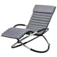 Sedia a Dondolo ergonomica 2 In 1, Sdraio da Giardino, Sedia a Dondolo, in Metallo Texteline a Forma di Sfera, 145 x 74 x 86 cm, Grigio Scuro