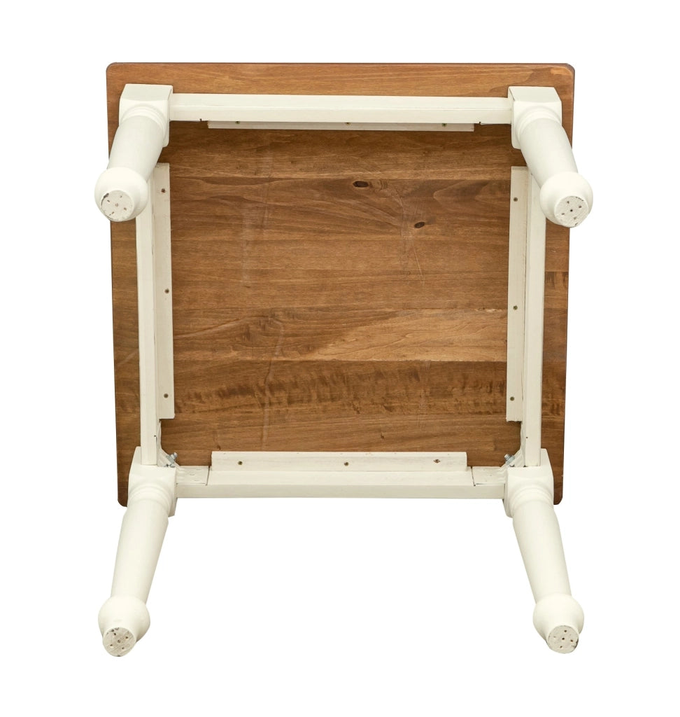 Biscottini Tavolo fisso Country in legno massello di tiglio struttura bianca anticata piano noce. Made in Italy
