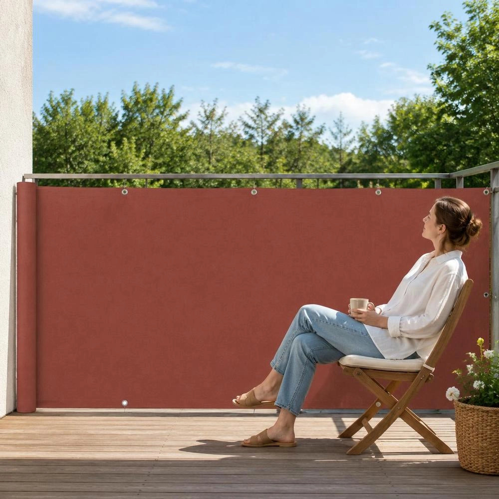 Balcony Privacy Screen, Terracotta Red, 120x300 Cm, Oxford Fabric