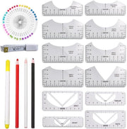 T-shirt Uso Stencil 57 Pezzi - Stencil PVC - Istruzioni Invisibili - Linea Guida per la Sartoria - Attrezzo Preciso - Ideale per Progetti Creativi - Linea Guida per la Sartoria - Codice: 57 pezzi - Materiale: PVC - Dimensioni:  (specifiche tecniche)