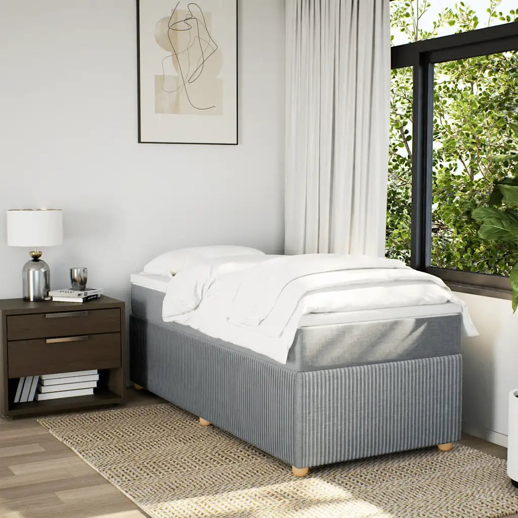 Giroletto a Molle con Materasso Grigio Chiaro100x200 cm Tessuto