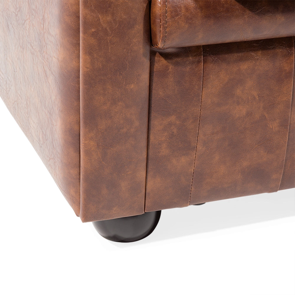 Divano Chesterfield Marrone Ecopelle Gambe Nere 3 Posti in stile moderno