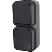 Interruttore doppio bidirezionale + Presa verticale - QUARX - Aqua Pro - Esterno, verticale, IP55, 250V, 16A