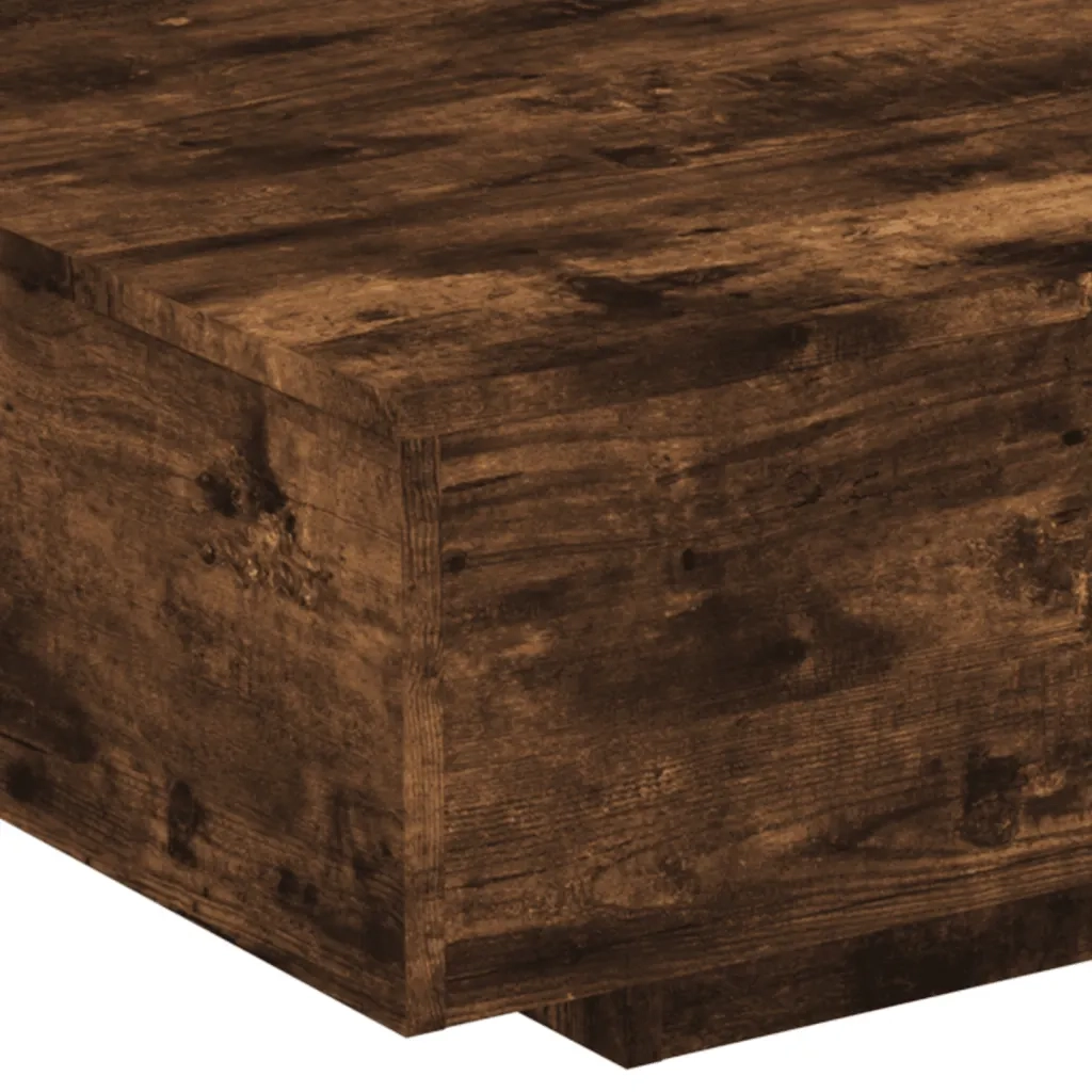 Tavolino da Soggiorno con Luci LED Rovere Fumo 85x55x31 cm 836613