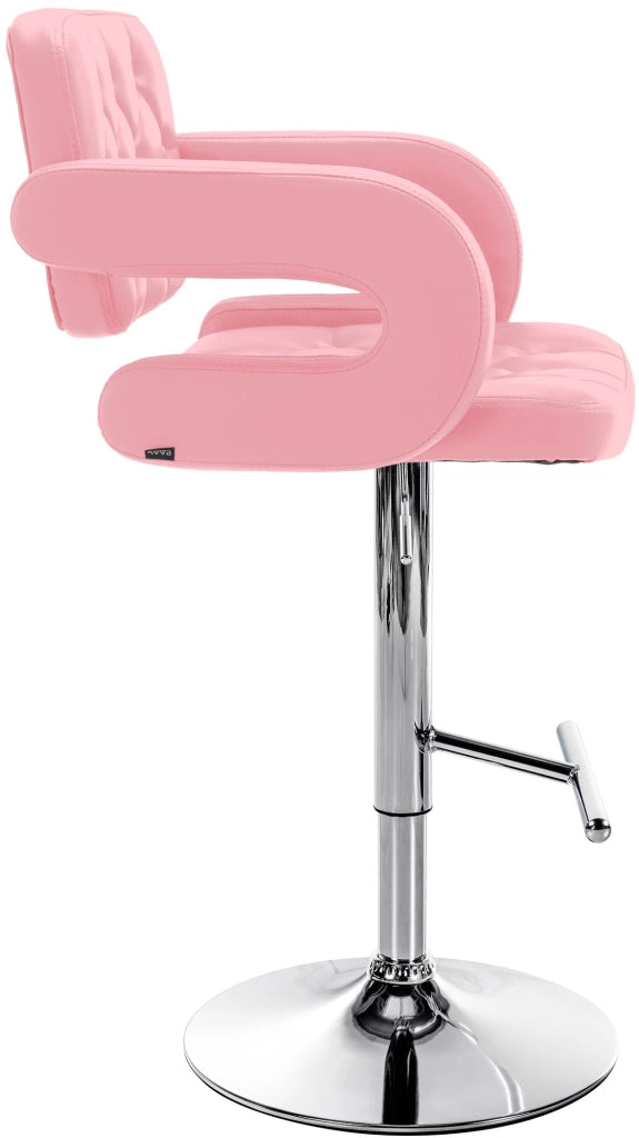 Sgabello Dublin in similpelle rosa,cromo