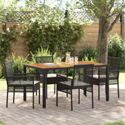 Set da Pranzo da Giardino con Cuscini Nero Rattan Sintetico