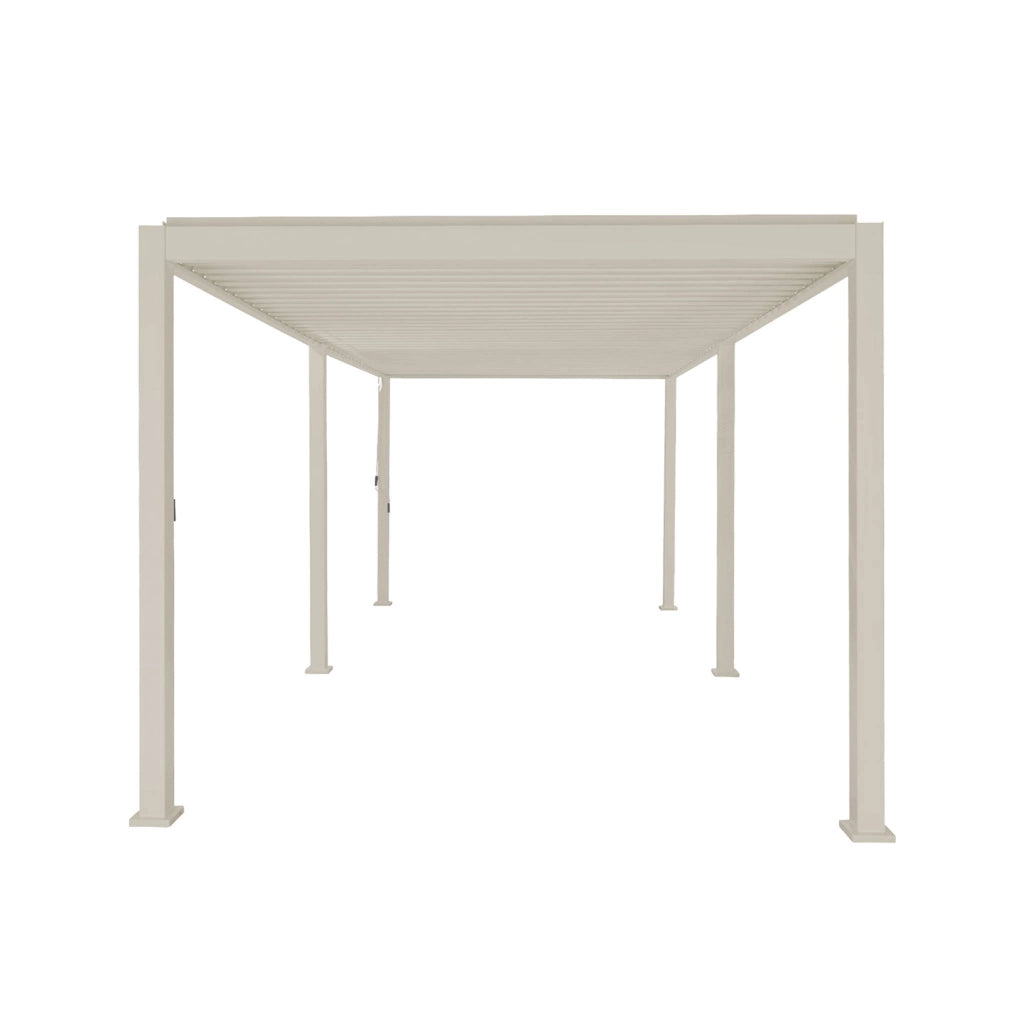 Pergola bioclimatica 3x6m in alluminio, lamelle orientabili, beige