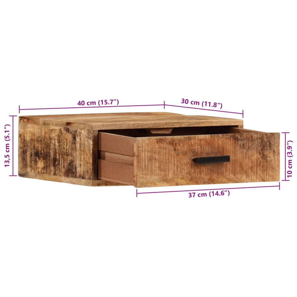 Comodino a Parete 40x30x13,5 cm in Legno Massello di Mango 371973