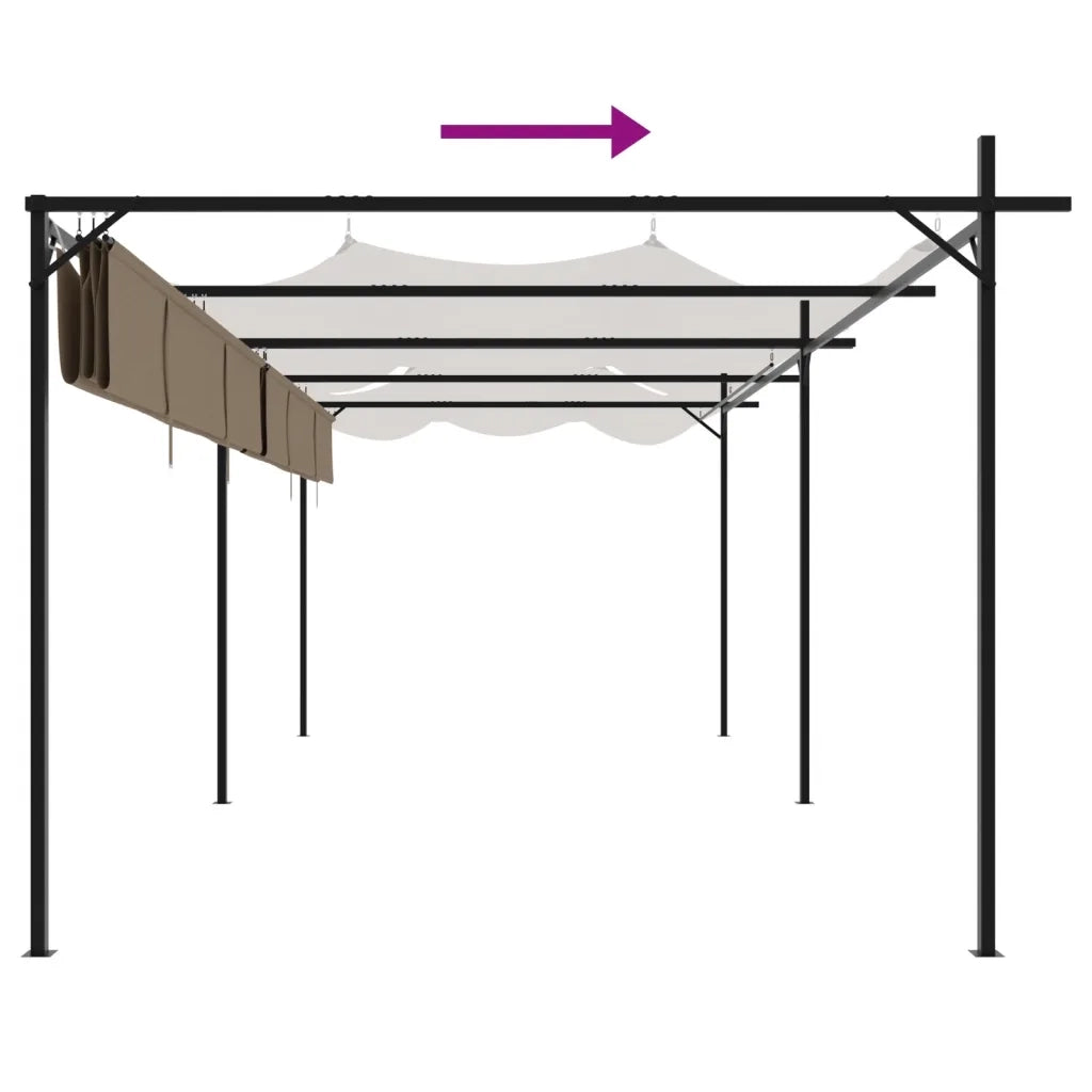 Pergola con Tetto Retrattile Tortora 589x292x230 cm
