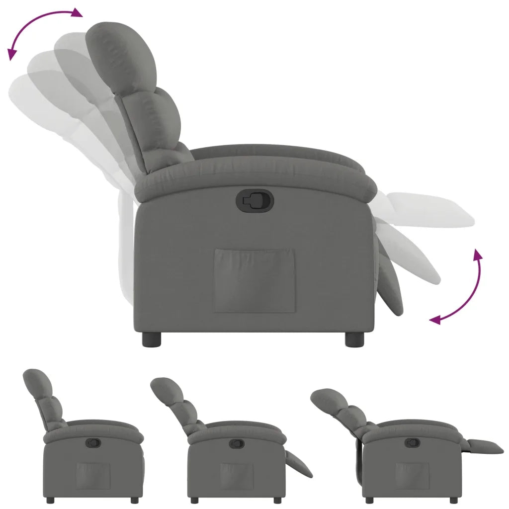 Divano Sedia-Poltrona reclinabile in Tessuto Grigio Scuro 367542