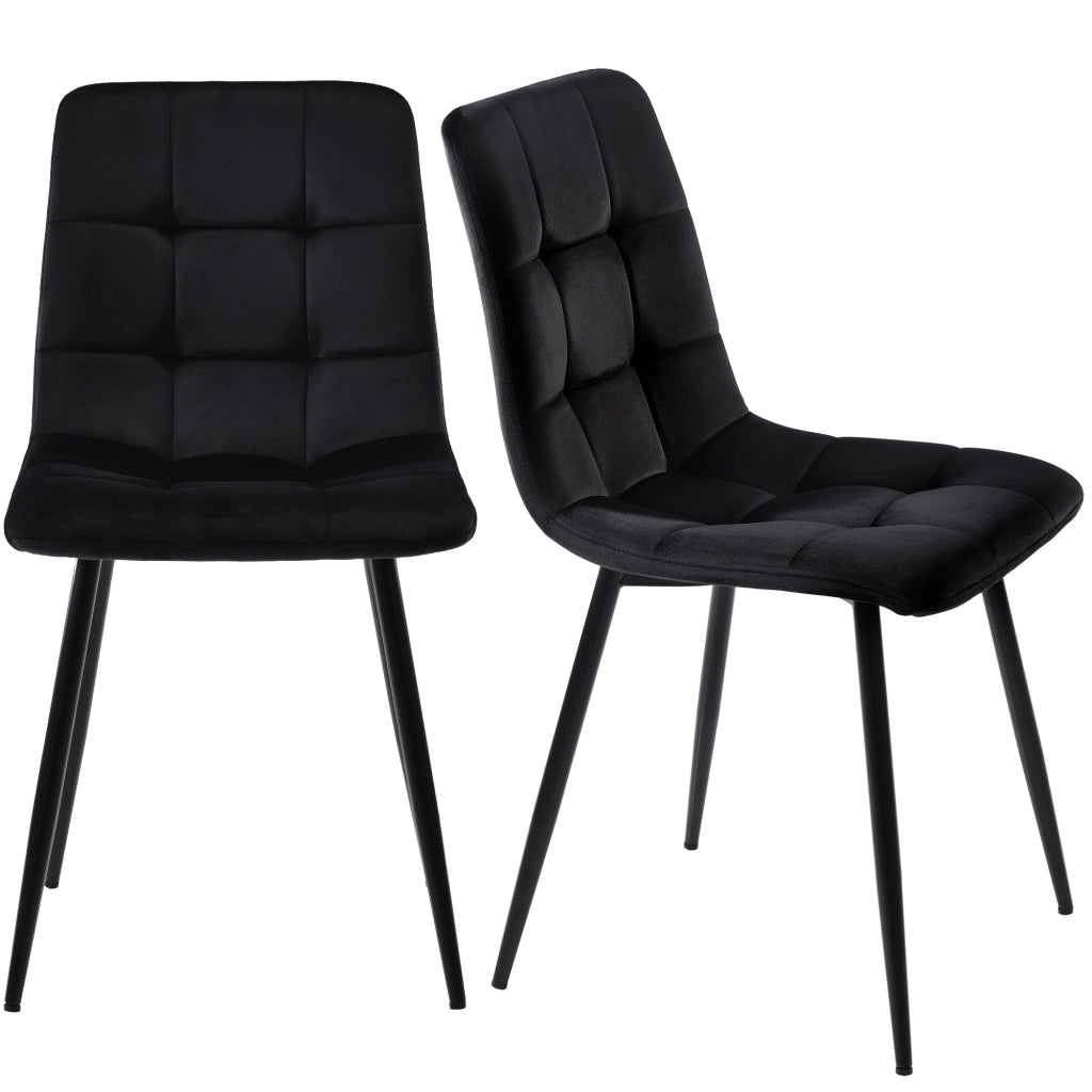 Sedie da Pranzo Set 4 Pezzi Imbottite ¨C MINIMAL ¨C Velluto Nero con Schienale e Struttura in Metallo